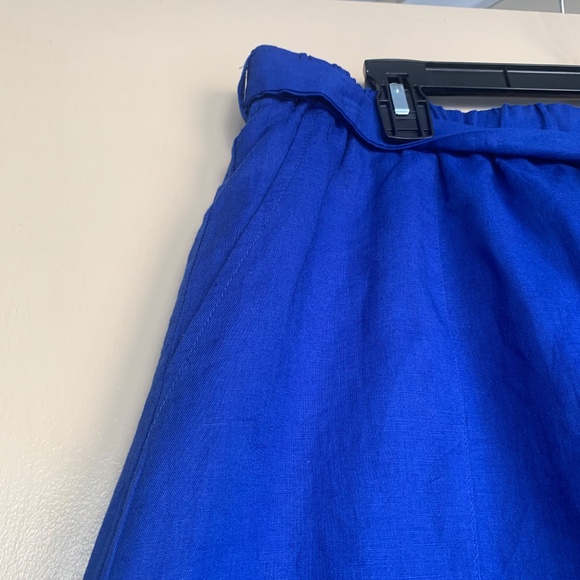 J. Crew Royal Blue Linen Blend Skirt XL Knee Length Pockets Lined Elastic Waist - Picture 2 of 9